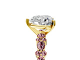 Yellow gold Heart Cut Diamond Side Stone Solitaire Ring with Round with Morganite side stone and Four-Prong Setting_5