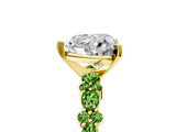 Yellow gold Heart Cut Diamond Side Stone Solitaire Ring with Round with Peridot side stone and Four-Prong Setting_5