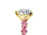 Yellow gold Heart Cut Diamond Side Stone Solitaire Ring with Round with Pink Sapphire side stone and Four-Prong Setting_5