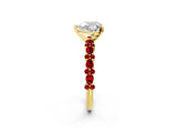 Yellow gold Heart Cut Diamond Side Stone Solitaire Ring with Round with Ruby side stone and Four-Prong Setting_21