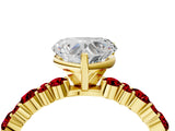 Yellow gold Heart Cut Diamond Side Stone Solitaire Ring with Round with Ruby side stone and Four-Prong Setting_23