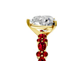 Yellow gold Heart Cut Diamond Side Stone Solitaire Ring with Round with Ruby side stone and Four-Prong Setting_24