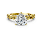 Yellow gold Heart Cut Diamond Side Stone Solitaire Ring with Round with Yellow Sapphire side stone and Four-Prong Setting_19