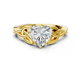 Yellow gold Heart Cut Diamond Solitaire Celtic Knot Ring with Four-Prong Setting_96