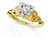 Yellow gold Heart Cut Diamond Solitaire Celtic Knot Ring with Four-Prong Setting_97