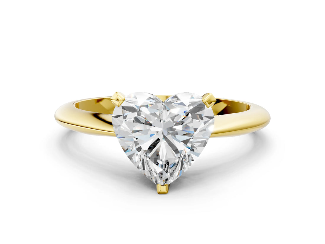 Yellow gold Heart Cut Diamond Solitaire Engagement Ring with Classic Band and Four-Prong Setting_38