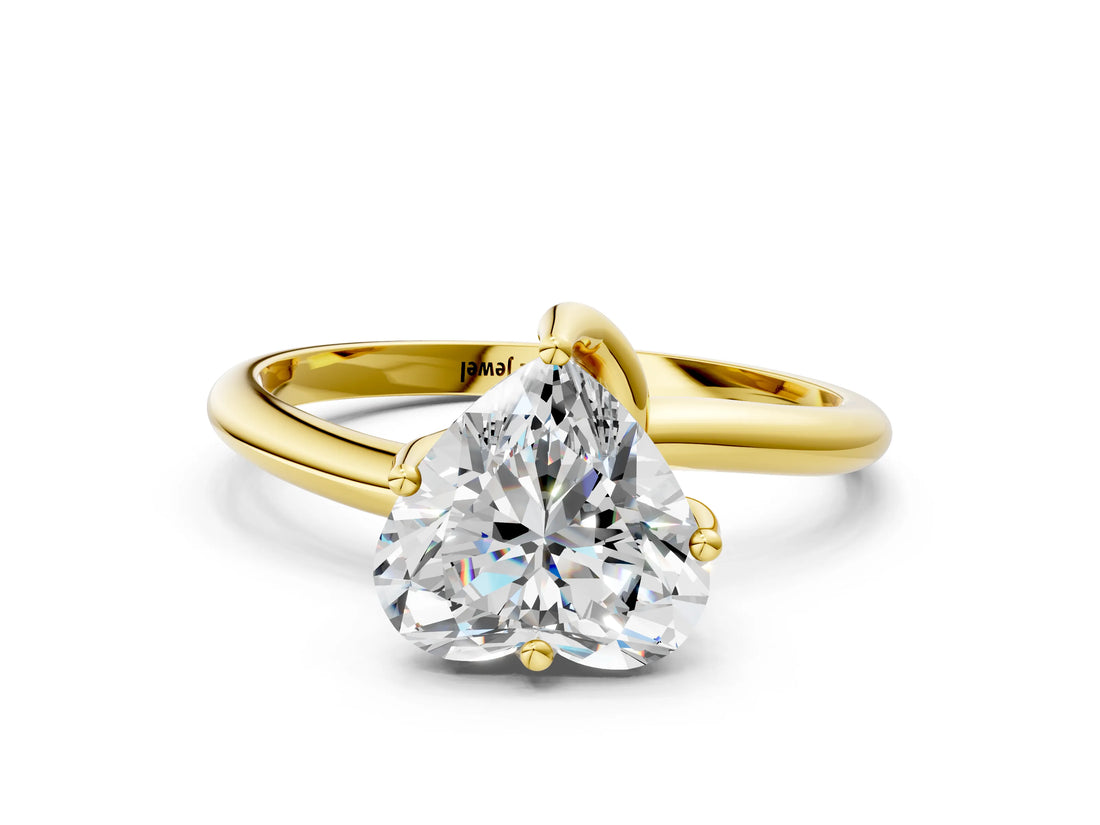 Yellow gold Heart Cut Diamond Solitaire Engagement Ring with Four-Prong Setting and Classic Band_20