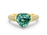Yellow gold Heart Cut Diamond Solitaire Engagement Ring with Pavé Band and Four-Prong Setting_12
