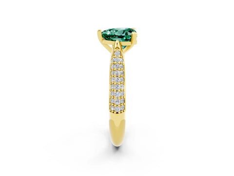 Yellow gold Heart Cut Diamond Solitaire Engagement Ring with Pavé Band and Four-Prong Setting_14