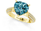 Yellow gold Heart Cut Diamond Solitaire Engagement Ring with Pavé Band and Four-Prong Setting_1