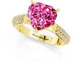 Yellow gold Heart Cut Diamond Solitaire Engagement Ring with Pavé Band and Four-Prong Setting_1
