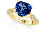 Yellow gold Heart Cut Diamond Solitaire Engagement Ring with Pavé Band and Four-Prong Setting_1