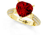 Yellow gold Heart Cut Diamond Solitaire Engagement Ring with Pavé Band and Four-Prong Setting_1