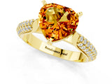 Yellow gold Heart Cut Diamond Solitaire Engagement Ring with Pavé Band and Four-Prong Setting_1