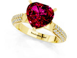 Yellow gold Heart Cut Diamond Solitaire Engagement Ring with Pavé Band and Four-Prong Setting_1