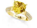 Yellow gold Heart Cut Diamond Solitaire Engagement Ring with Pavé Band and Four-Prong Setting_1