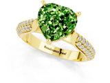 Yellow gold Heart Cut Diamond Solitaire Engagement Ring with Pavé Band and Four-Prong Setting_1