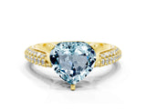 Yellow gold Heart Cut Diamond Solitaire Engagement Ring with Pavé Band and Four-Prong Setting