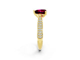 Yellow gold Heart Cut Diamond Solitaire Engagement Ring with Pavé Band and Four-Prong Setting_2