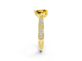 Yellow gold Heart Cut Diamond Solitaire Engagement Ring with Pavé Band and Four-Prong Setting_2