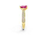 Yellow gold Heart Cut Diamond Solitaire Engagement Ring with Pavé Band and Four-Prong Setting_2