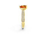Yellow gold Heart Cut Diamond Solitaire Engagement Ring with Pavé Band and Four-Prong Setting_2