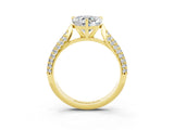 Yellow gold Heart Cut Diamond Solitaire Engagement Ring with Pavé Band and Four-Prong Setting_3