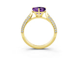 Yellow gold Heart Cut Diamond Solitaire Engagement Ring with Pavé Band and Four-Prong Setting_3