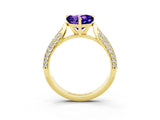 Yellow gold Heart Cut Diamond Solitaire Engagement Ring with Pavé Band and Four-Prong Setting_3