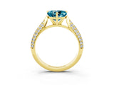 Yellow gold Heart Cut Diamond Solitaire Engagement Ring with Pavé Band and Four-Prong Setting_3