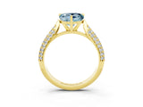 Yellow gold Heart Cut Diamond Solitaire Engagement Ring with Pavé Band and Four-Prong Setting_3