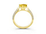 Yellow gold Heart Cut Diamond Solitaire Engagement Ring with Pavé Band and Four-Prong Setting_3