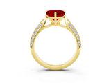 Yellow gold Heart Cut Diamond Solitaire Engagement Ring with Pavé Band and Four-Prong Setting_3