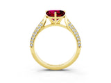 Yellow gold Heart Cut Diamond Solitaire Engagement Ring with Pavé Band and Four-Prong Setting_3