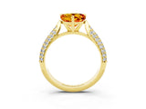 Yellow gold Heart Cut Diamond Solitaire Engagement Ring with Pavé Band and Four-Prong Setting_3