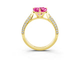 Yellow gold Heart Cut Diamond Solitaire Engagement Ring with Pavé Band and Four-Prong Setting_3
