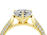 Yellow gold Heart Cut Diamond Solitaire Engagement Ring with Pavé Band and Four-Prong Setting_4