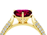 Yellow gold Heart Cut Diamond Solitaire Engagement Ring with Pavé Band and Four-Prong Setting_4