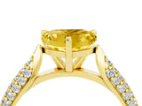 Yellow gold Heart Cut Diamond Solitaire Engagement Ring with Pavé Band and Four-Prong Setting_4