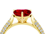 Yellow gold Heart Cut Diamond Solitaire Engagement Ring with Pavé Band and Four-Prong Setting_4