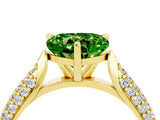 Yellow gold Heart Cut Diamond Solitaire Engagement Ring with Pavé Band and Four-Prong Setting_4