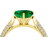 Yellow gold Heart Cut Diamond Solitaire Engagement Ring with Pavé Band and Four-Prong Setting_4