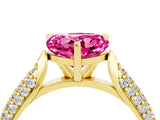 Yellow gold Heart Cut Diamond Solitaire Engagement Ring with Pavé Band and Four-Prong Setting_4