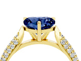 Yellow gold Heart Cut Diamond Solitaire Engagement Ring with Pavé Band and Four-Prong Setting_4