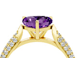 Yellow gold Heart Cut Diamond Solitaire Engagement Ring with Pavé Band and Four-Prong Setting_4
