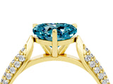 Yellow gold Heart Cut Diamond Solitaire Engagement Ring with Pavé Band and Four-Prong Setting_4