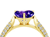 Yellow gold Heart Cut Diamond Solitaire Engagement Ring with Pavé Band and Four-Prong Setting_4