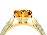 Yellow gold Heart Cut Diamond Solitaire Engagement Ring with Pavé Band and Four-Prong Setting_4