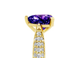 Yellow gold Heart Cut Diamond Solitaire Engagement Ring with Pavé Band and Four-Prong Setting_5