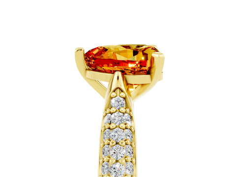 Yellow gold Heart Cut Diamond Solitaire Engagement Ring with Pavé Band and Four-Prong Setting_5